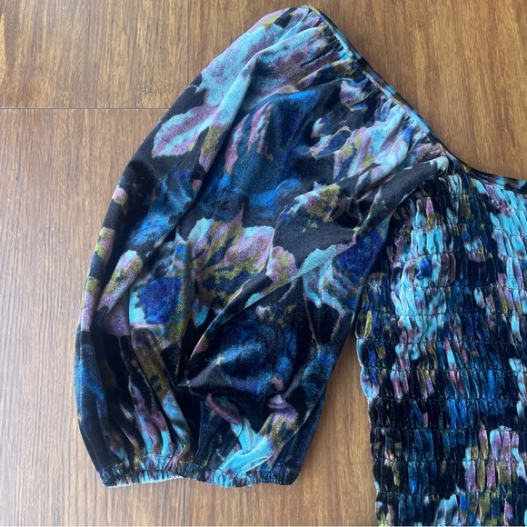 Urban Outfitters Romper Womens Small Velvet Patsy Smoke Black Blue Whimsy Goth - Picture 3 of 13